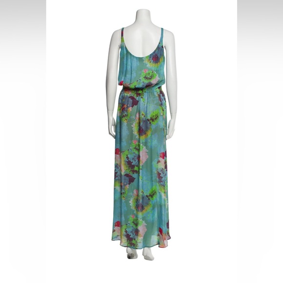 A.L.C. Silk long, turquoise floral dress. - Picture 3 of 4